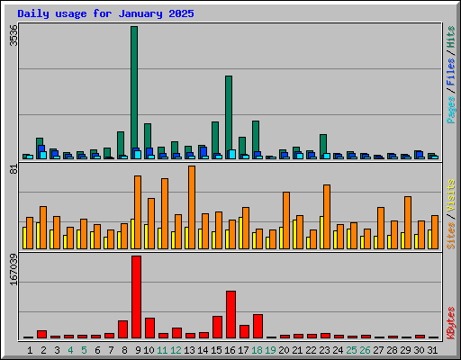 Daily usage for January 2025